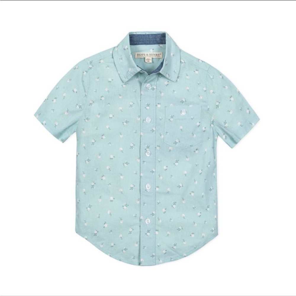 Hope & Henry Boys' Linen Short Sleeve Button Down Shirt